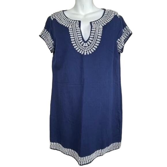 Vineyard Vines Size 6 Blue Sheath Embellished Beaded Trim - Picture 1 of 9